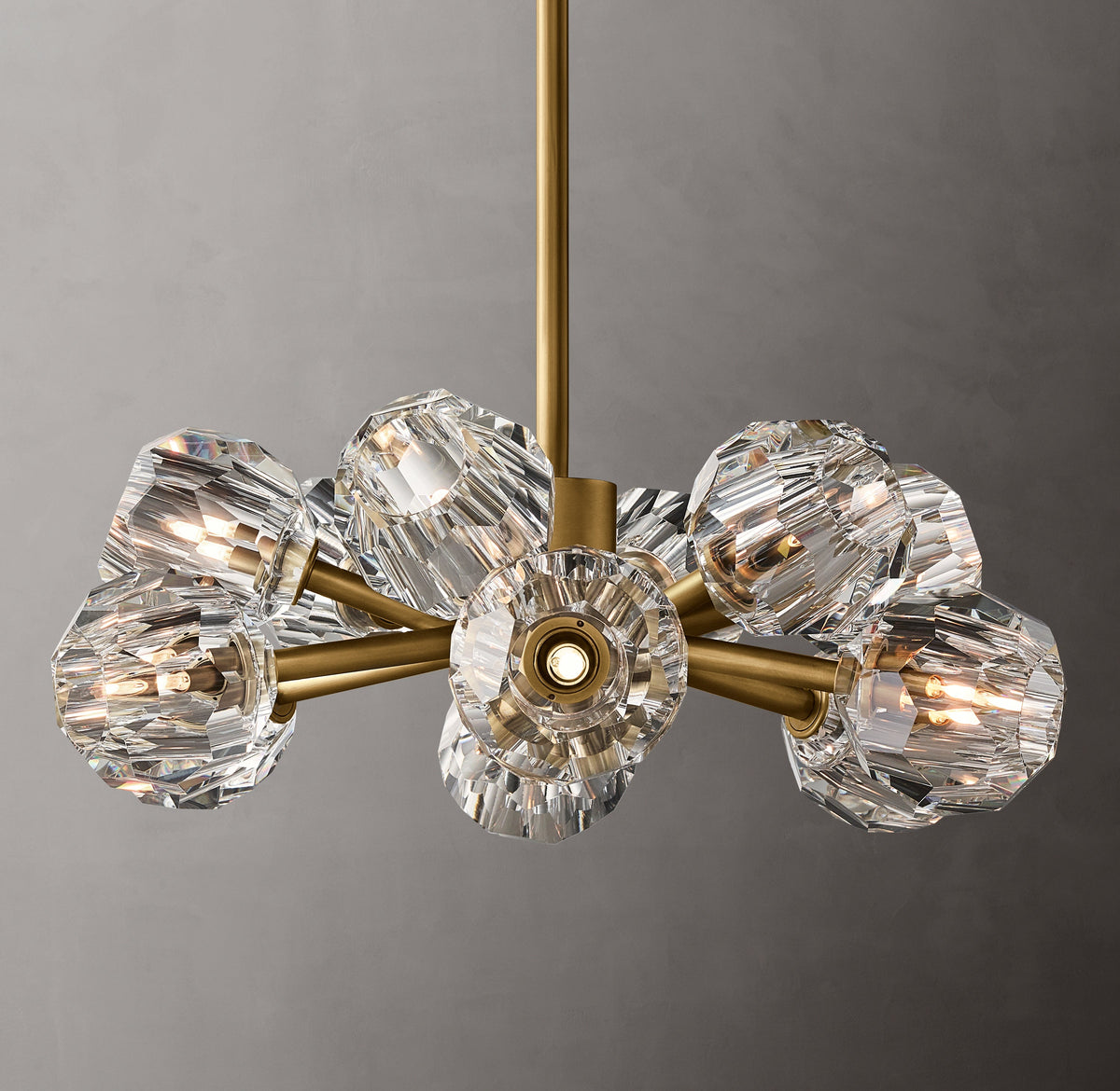 Heritage Boule De Cristal Clear Glass Round Chandelier – 24" Lacquered Burnished Brass — view 4