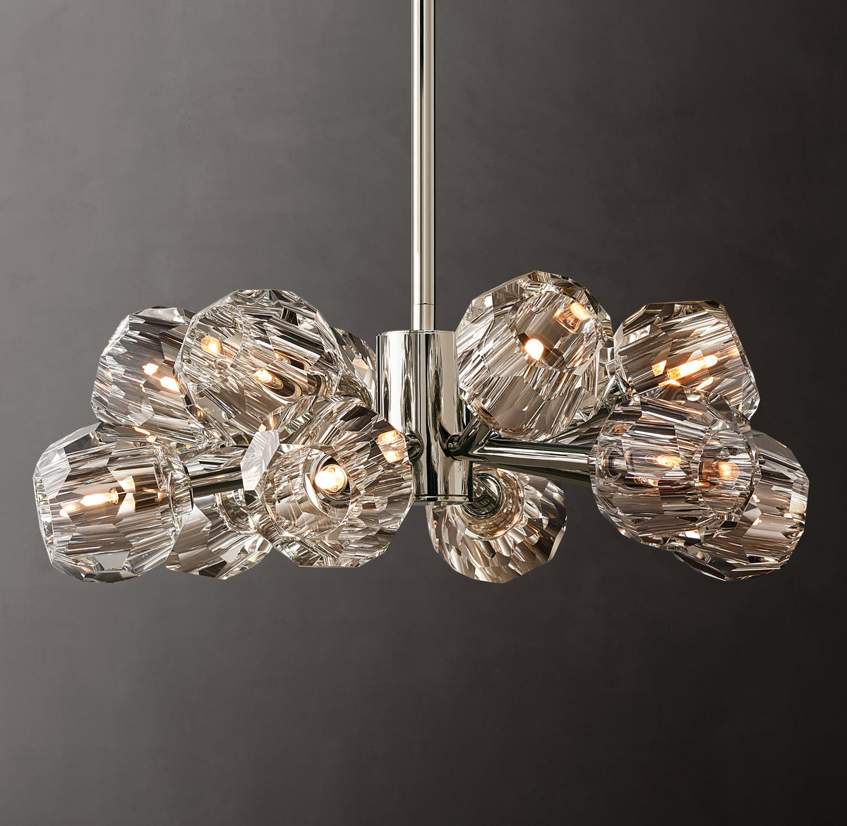 Heritage Boule De Cristal Clear Glass Round Chandelier – 24" Polished Nickel — view 1