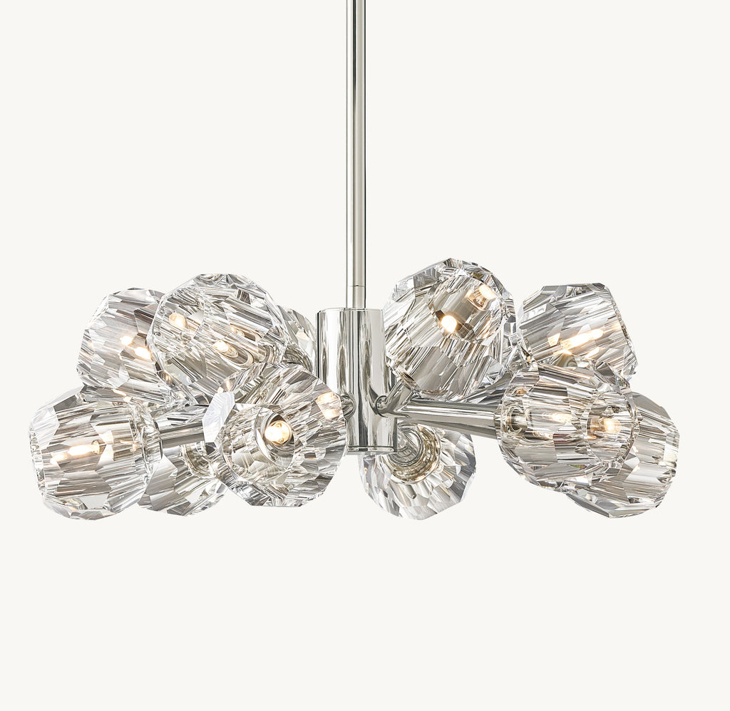 Heritage Boule De Cristal Clear Glass Round Chandelier – 24" Polished Nickel — view 2