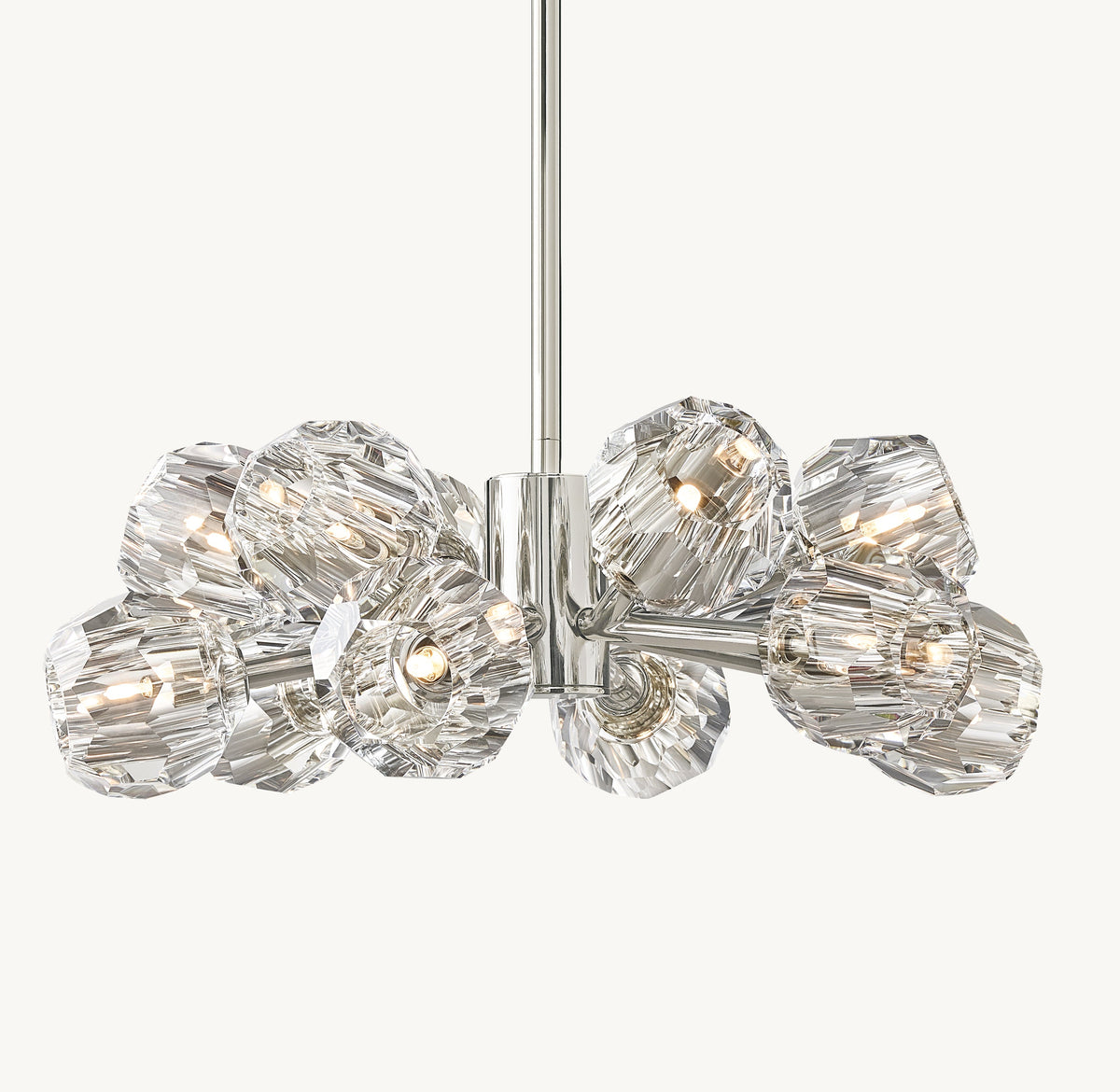 Heritage Boule De Cristal Clear Glass Round Chandelier – 24" Polished Nickel — view 2