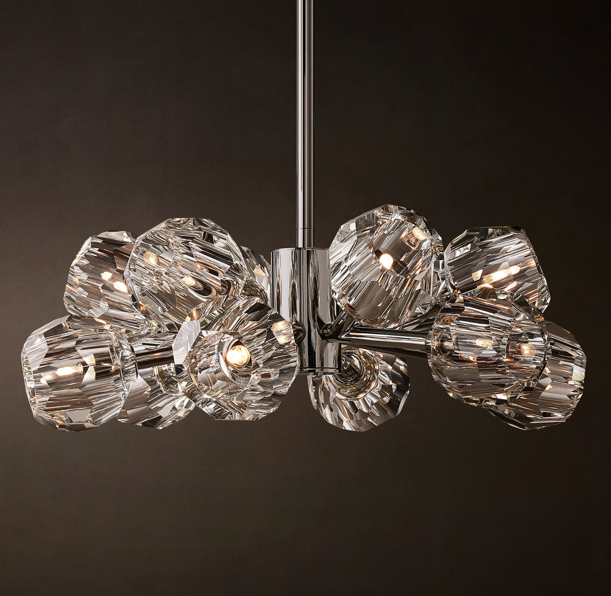Heritage Boule De Cristal Clear Glass Round Chandelier – 24" Polished Nickel — view 4
