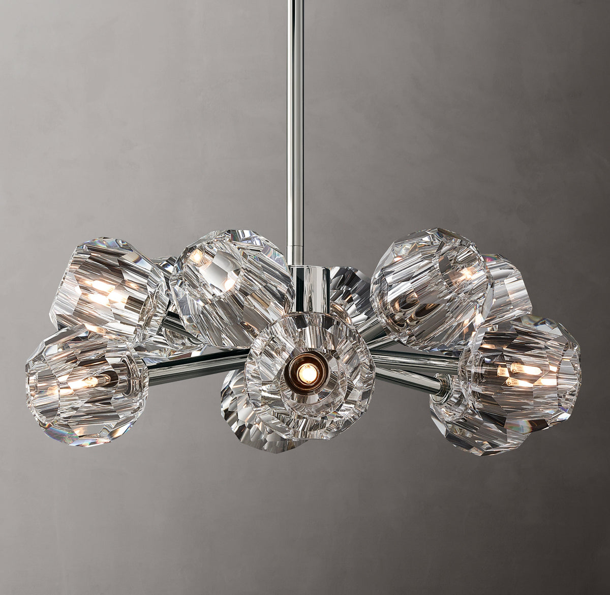 Heritage Boule De Cristal Clear Glass Round Chandelier – 24" Polished Nickel — view 5