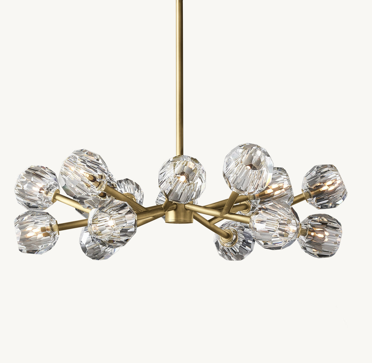 Heritage Boule De Cristal Clear Glass Round Chandelier – 36" Lacquered Burnished Brass — view 1