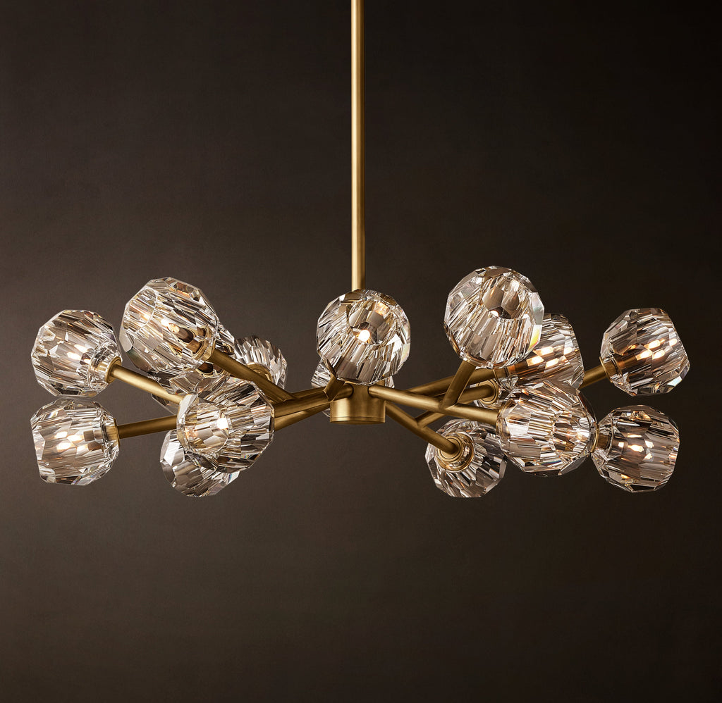 Heritage Boule De Cristal Clear Glass Round Chandelier – 36" Lacquered Burnished Brass — view 2