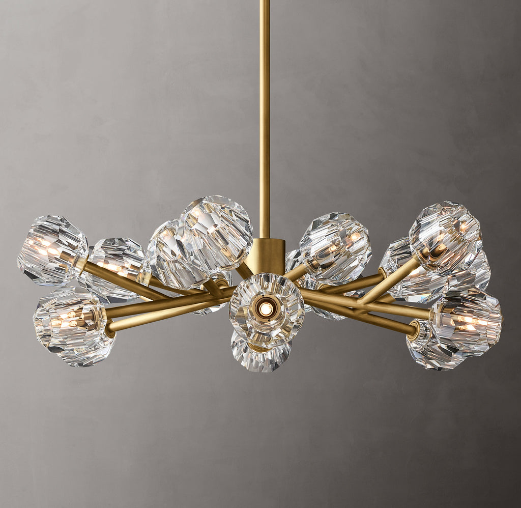 Heritage Boule De Cristal Clear Glass Round Chandelier – 36" Lacquered Burnished Brass — view 3