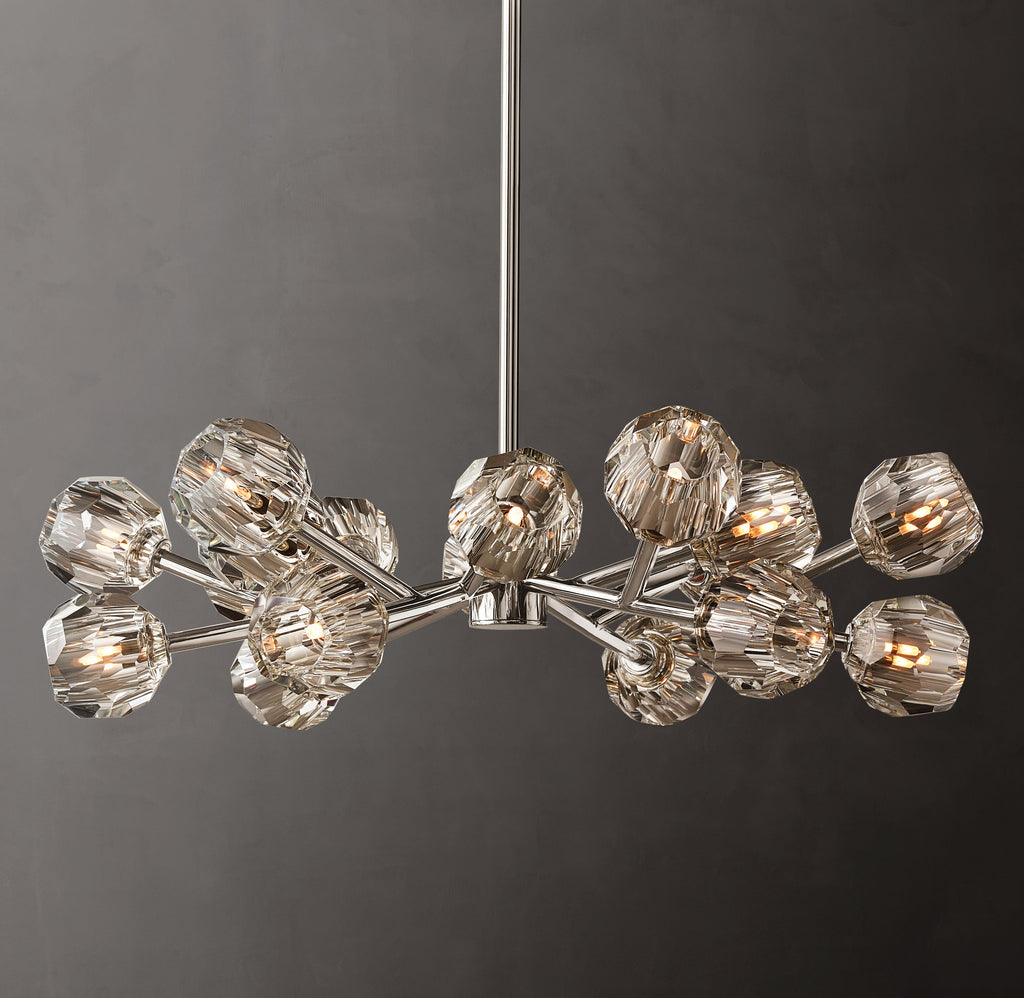 Heritage Boule De Cristal Clear Glass Round Chandelier – 36" Polished Nickel — view 1