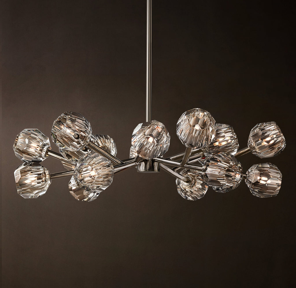 Heritage Boule De Cristal Clear Glass Round Chandelier – 36" Polished Nickel — view 3