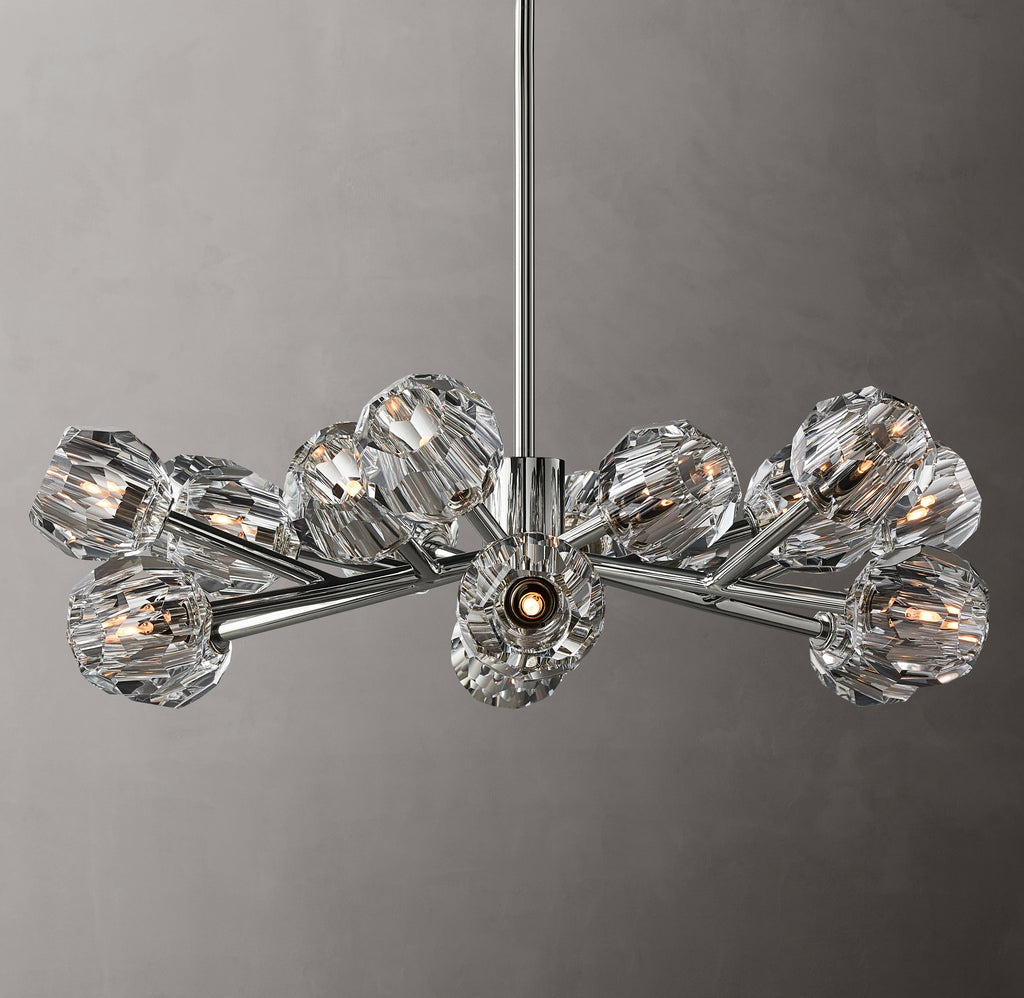 Heritage Boule De Cristal Clear Glass Round Chandelier – 36" Polished Nickel — view 4