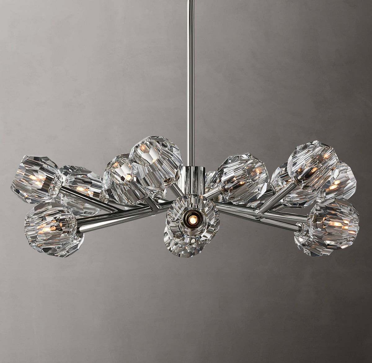 Heritage Boule De Cristal Clear Glass Round Chandelier – 36" Polished Nickel — view 4
