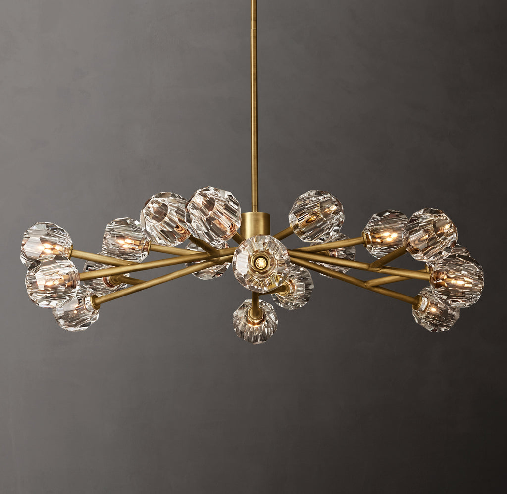 Heritage Boule De Cristal Clear Glass Round Chandelier – 48" Lacquered Burnished Brass — view 1