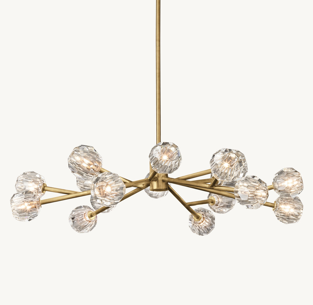 Heritage Boule De Cristal Clear Glass Round Chandelier – 48" Lacquered Burnished Brass — view 2