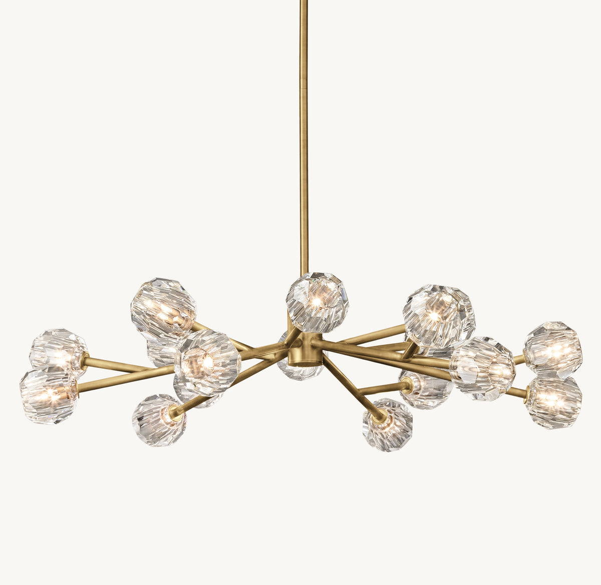 Heritage Boule De Cristal Clear Glass Round Chandelier – 48" Lacquered Burnished Brass — view 2