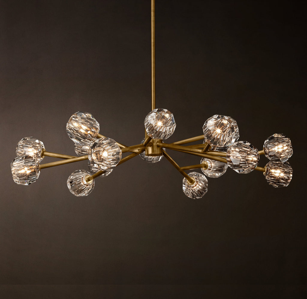Heritage Boule De Cristal Clear Glass Round Chandelier – 48" Lacquered Burnished Brass — view 3