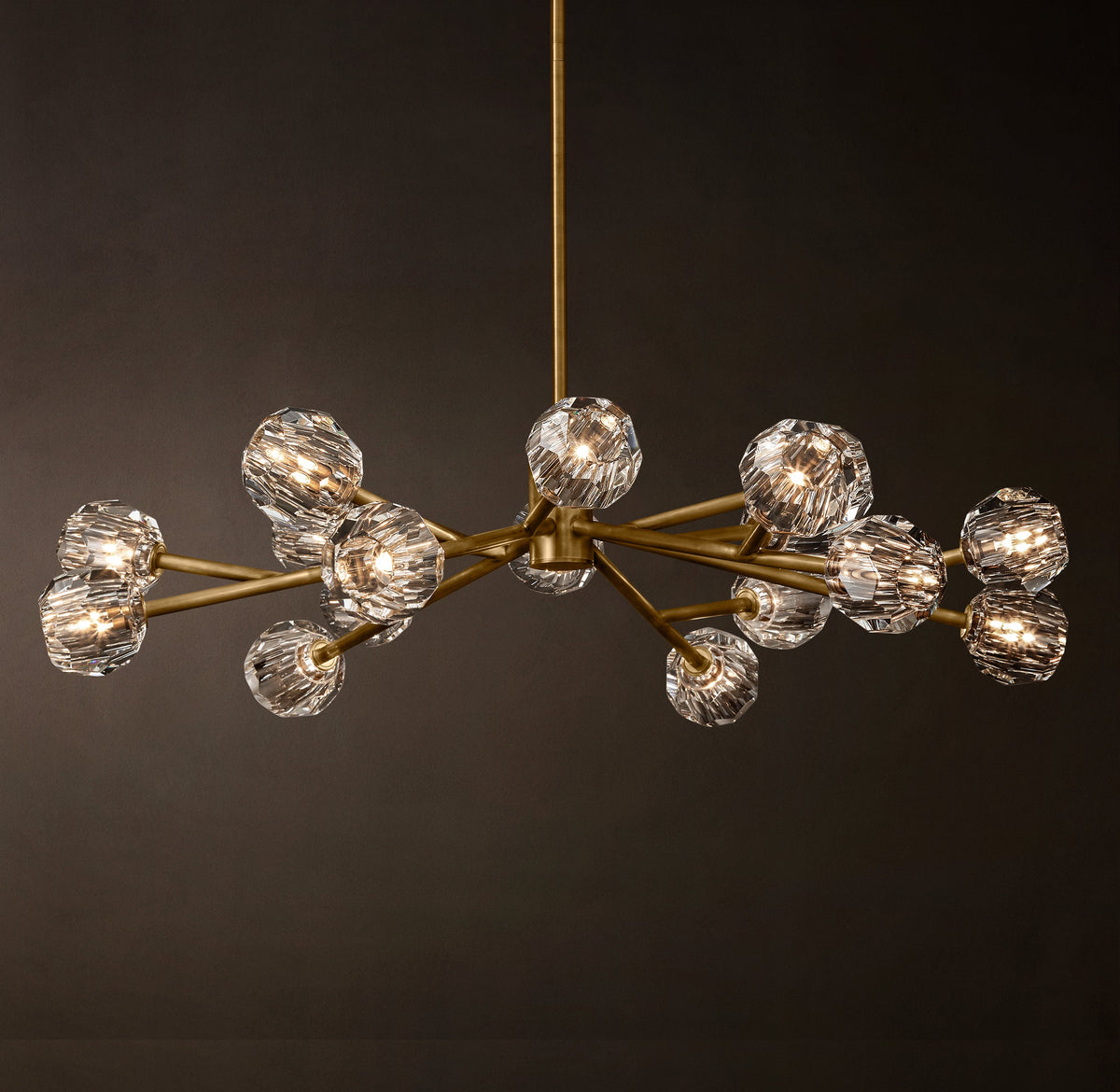Heritage Boule De Cristal Clear Glass Round Chandelier – 48" Lacquered Burnished Brass — view 3