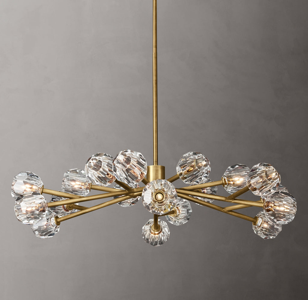 Heritage Boule De Cristal Clear Glass Round Chandelier – 48" Lacquered Burnished Brass — view 4