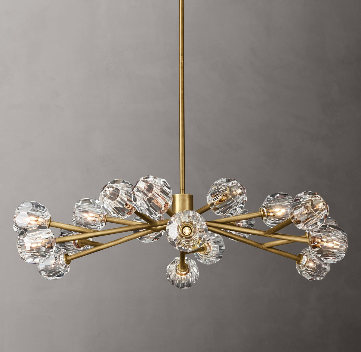 Heritage Boule De Cristal Clear Glass Round Chandelier – 48" Lacquered Burnished Brass — view 4