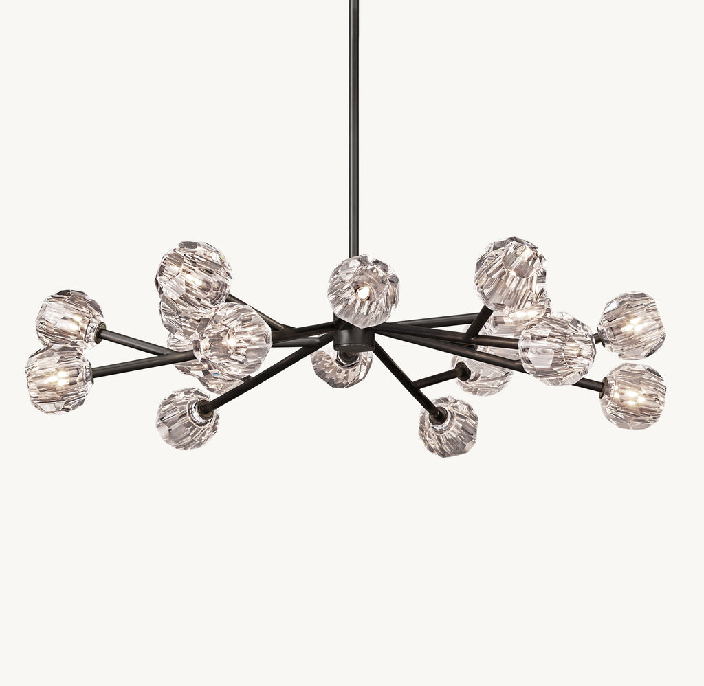 Heritage Boule De Cristal Clear Glass Round Chandelier – 48" Bronze — view 2