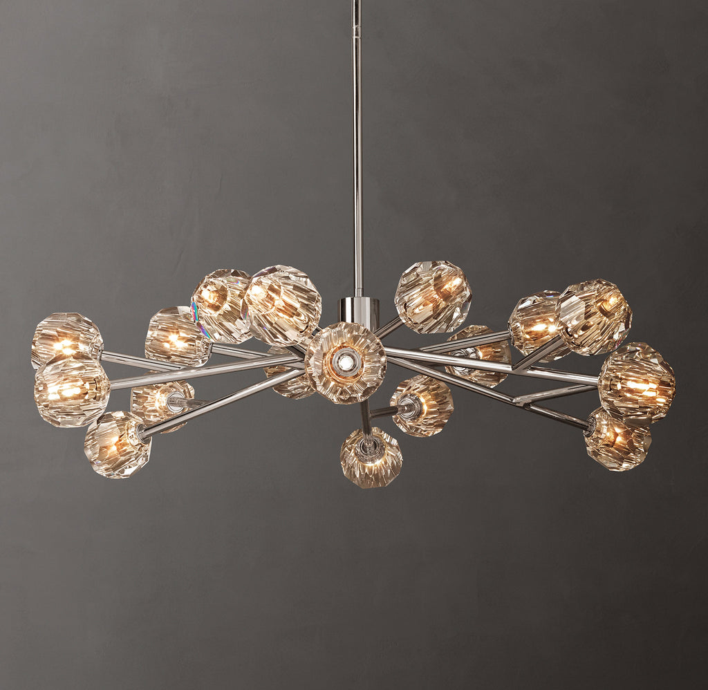 Heritage Boule De Cristal Clear Glass Round Chandelier – 48" Polished Nickel — view 1