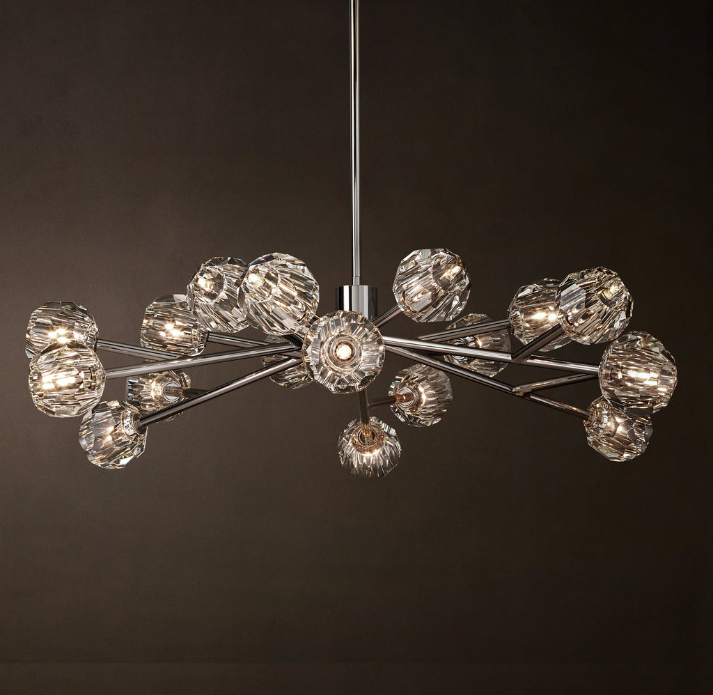 Heritage Boule De Cristal Clear Glass Round Chandelier – 48" Polished Nickel — view 3