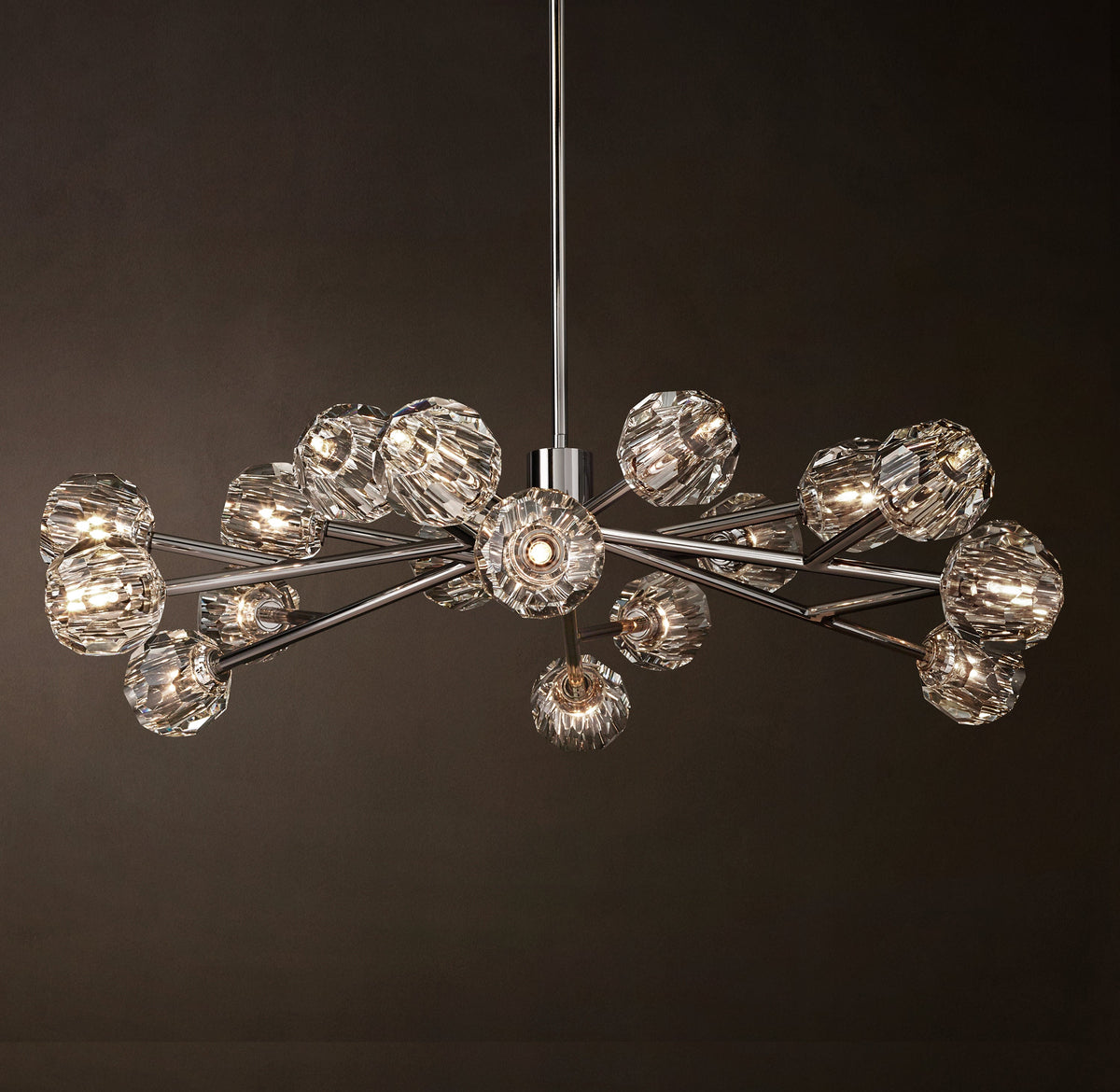 Heritage Boule De Cristal Clear Glass Round Chandelier – 48" Polished Nickel — view 3