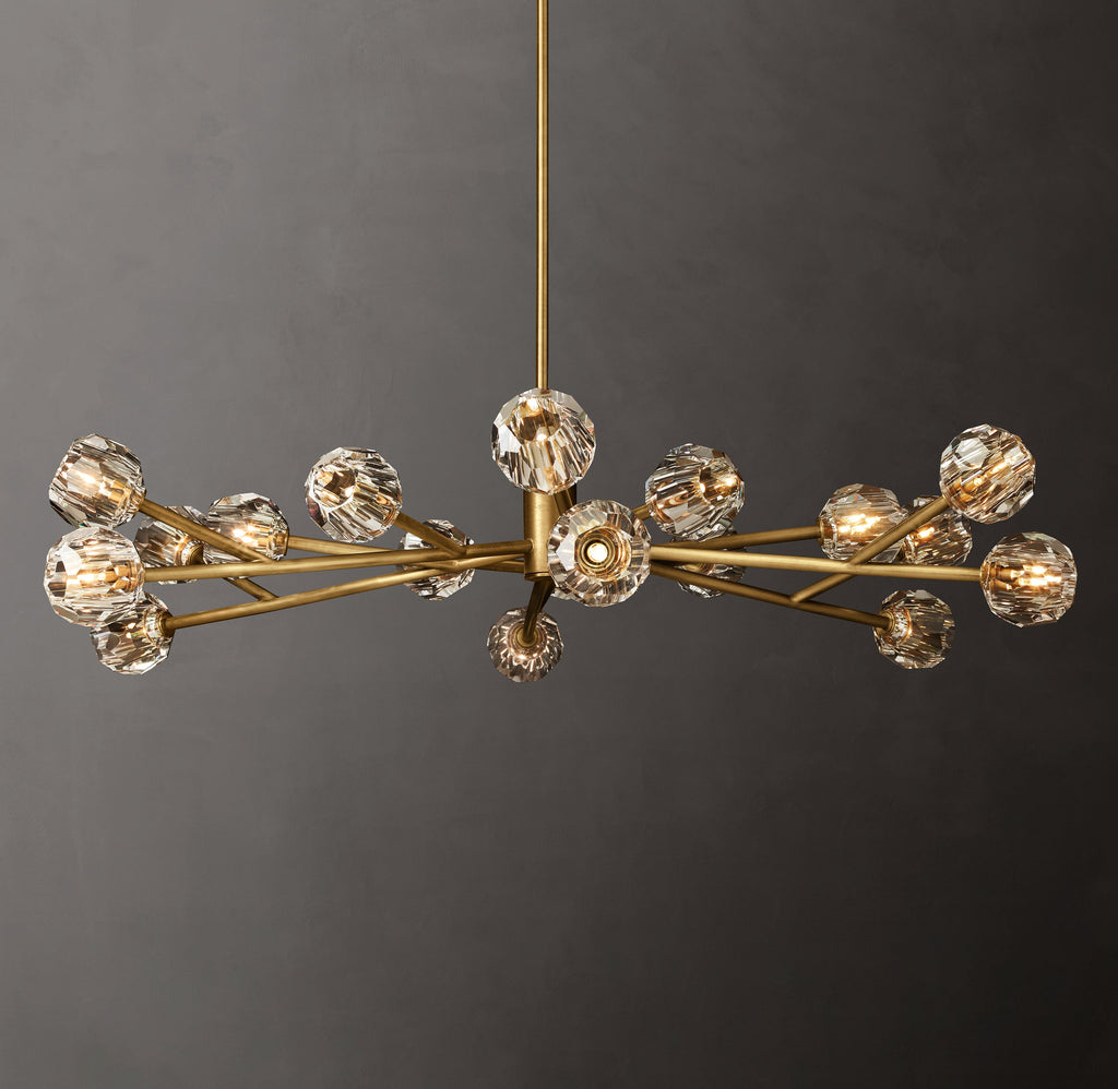 Heritage Boule De Cristal Clear Glass Round Chandelier – 60" Lacquered Burnished Brass — view 1