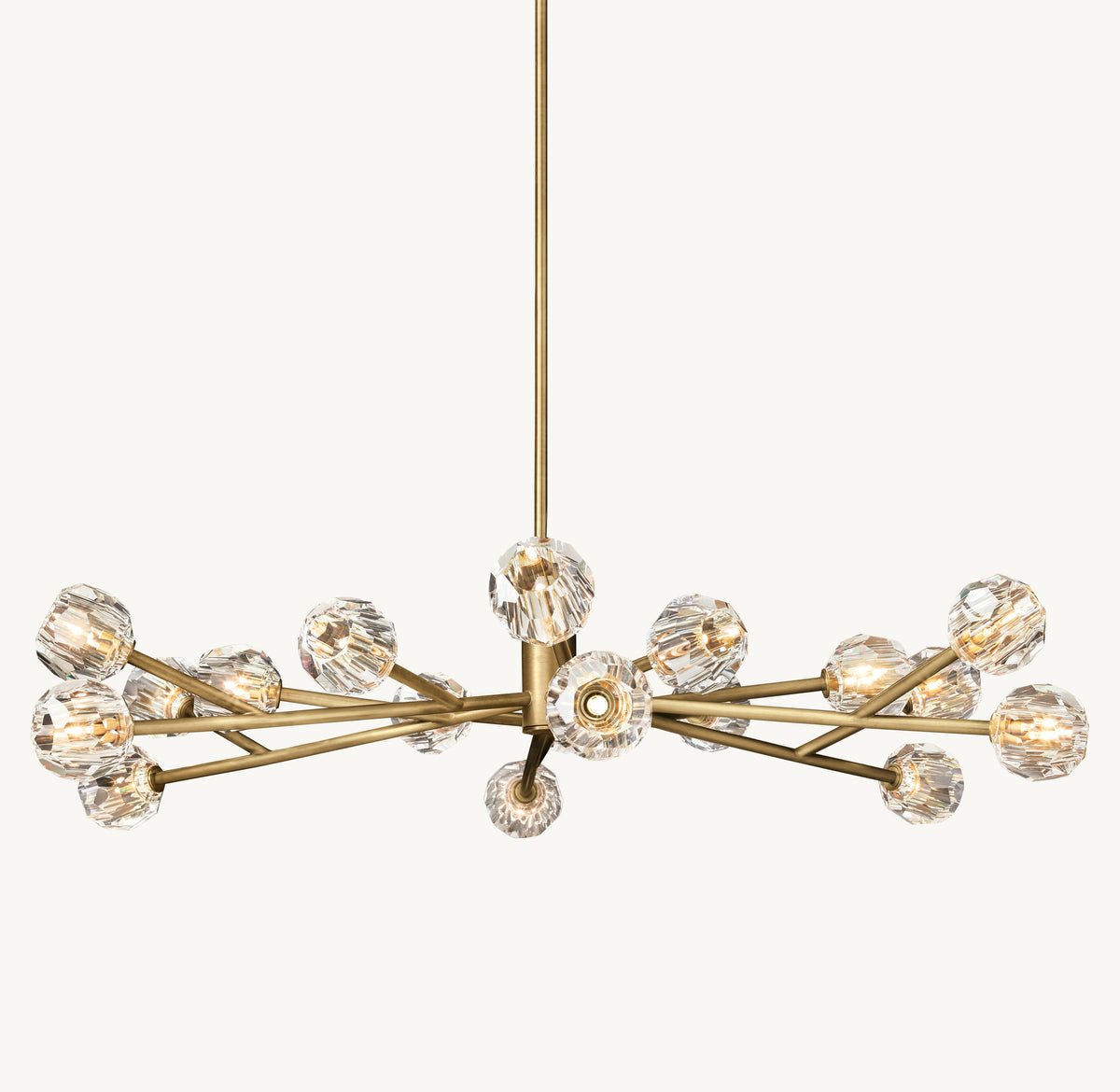 Heritage Boule De Cristal Clear Glass Round Chandelier – 60" Lacquered Burnished Brass — view 2