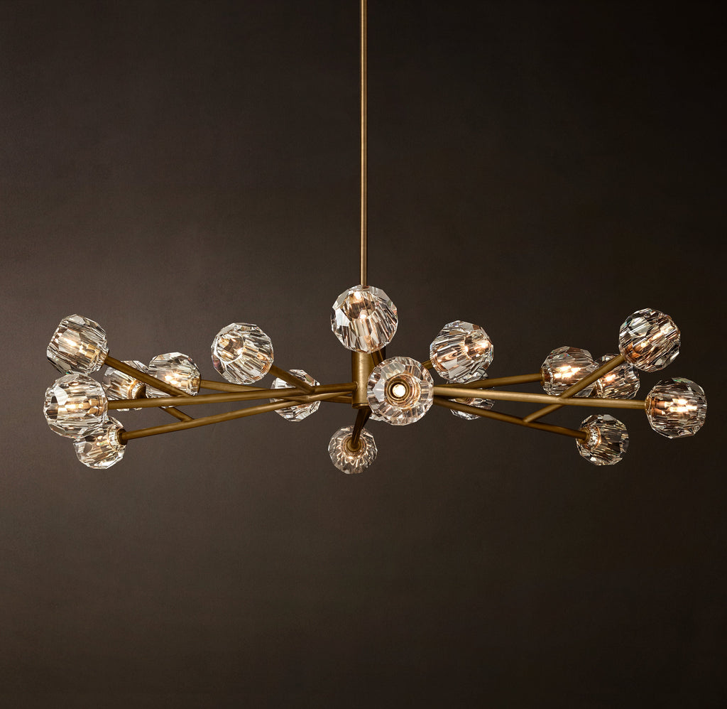 Heritage Boule De Cristal Clear Glass Round Chandelier – 60" Lacquered Burnished Brass — view 3