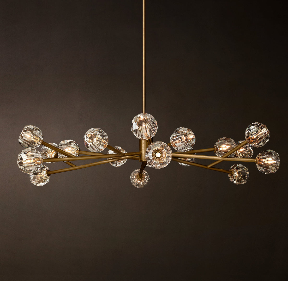 Heritage Boule De Cristal Clear Glass Round Chandelier – 60" Lacquered Burnished Brass — view 3