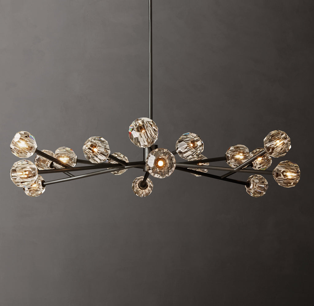 Heritage Boule De Cristal Clear Glass Round Chandelier – 60" Bronze — view 1