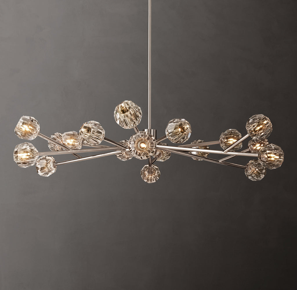 Heritage Boule De Cristal Clear Glass Round Chandelier – 60" Polished Nickel — view 1