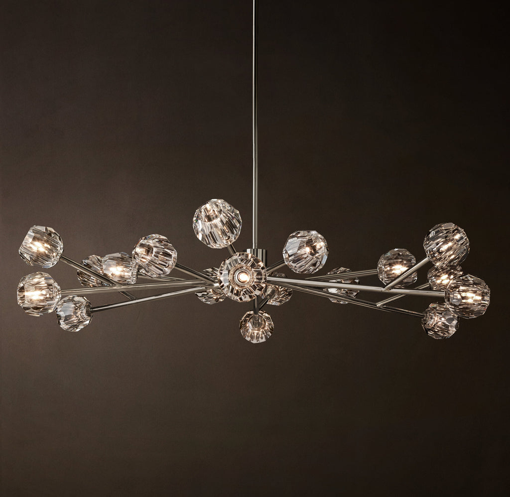 Heritage Boule De Cristal Clear Glass Round Chandelier – 60" Polished Nickel — view 2