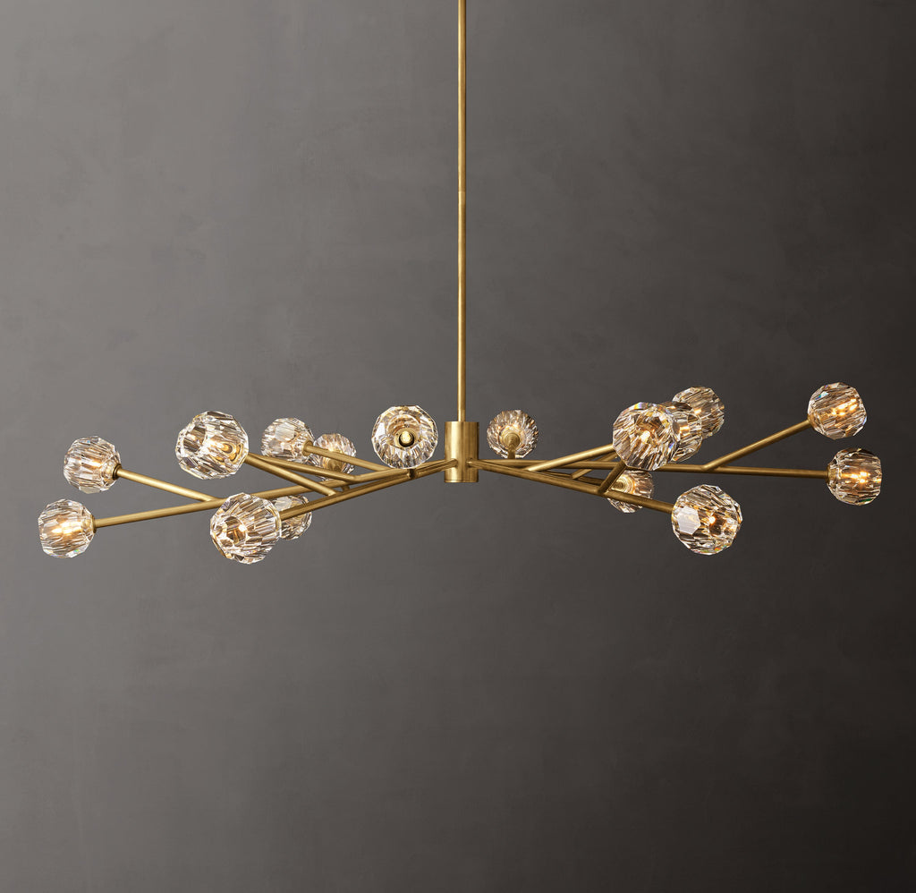 Heritage Boule De Cristal Clear Glass Round Chandelier – 72" Lacquered Burnished Brass — view 1