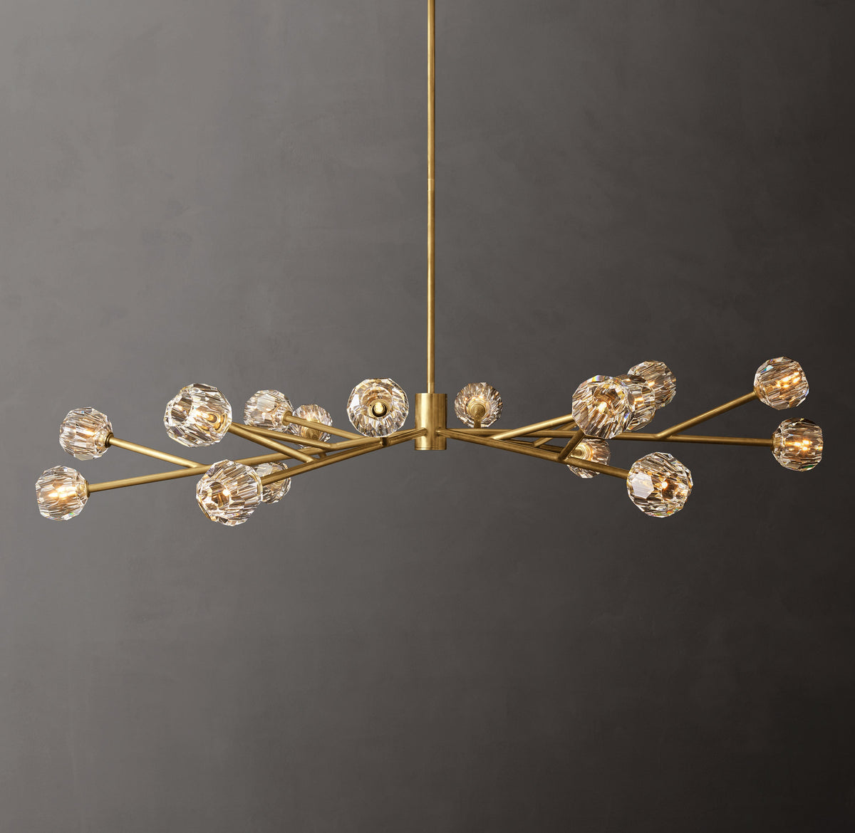 Heritage Boule De Cristal Clear Glass Round Chandelier – 72" Lacquered Burnished Brass — view 1