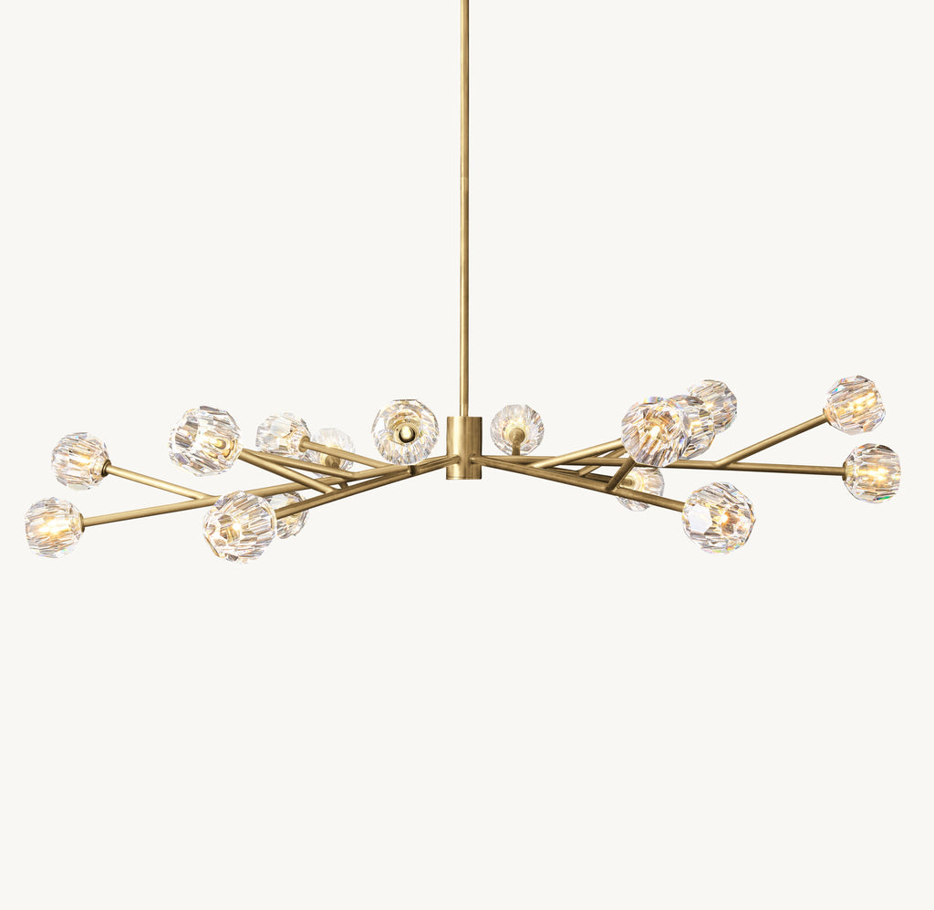 Heritage Boule De Cristal Clear Glass Round Chandelier – 72" Lacquered Burnished Brass — view 2