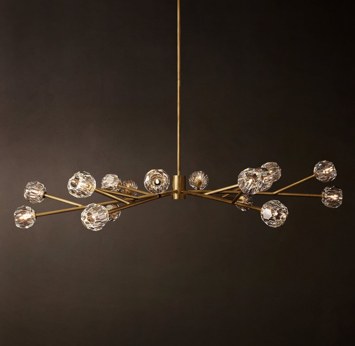 Heritage Boule De Cristal Clear Glass Round Chandelier – 72" Lacquered Burnished Brass — view 3