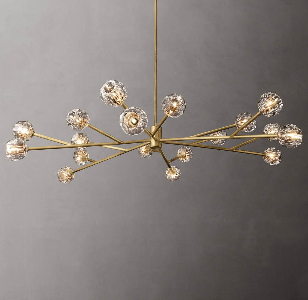 Heritage Boule De Cristal Clear Glass Round Chandelier – 72" Lacquered Burnished Brass — view 4