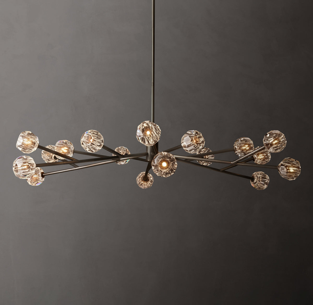 Heritage Boule De Cristal Clear Glass Round Chandelier – 72" Bronze — view 1