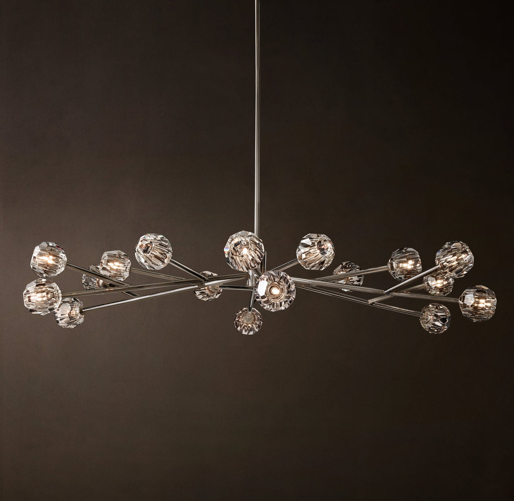 Heritage Boule De Cristal Clear Glass Round Chandelier – 72" Polished Nickel — view 3