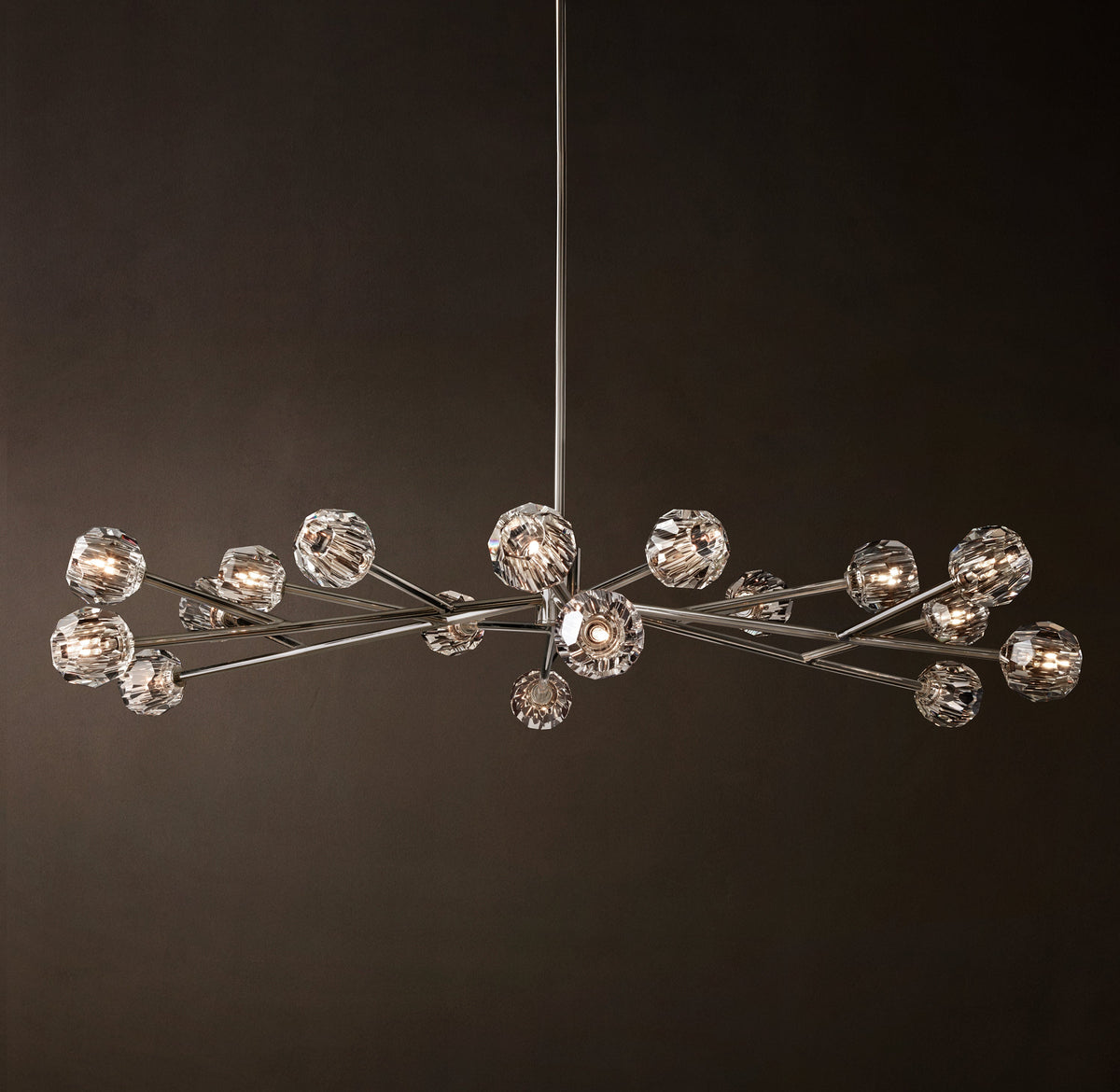 Heritage Boule De Cristal Clear Glass Round Chandelier – 72" Polished Nickel — view 3