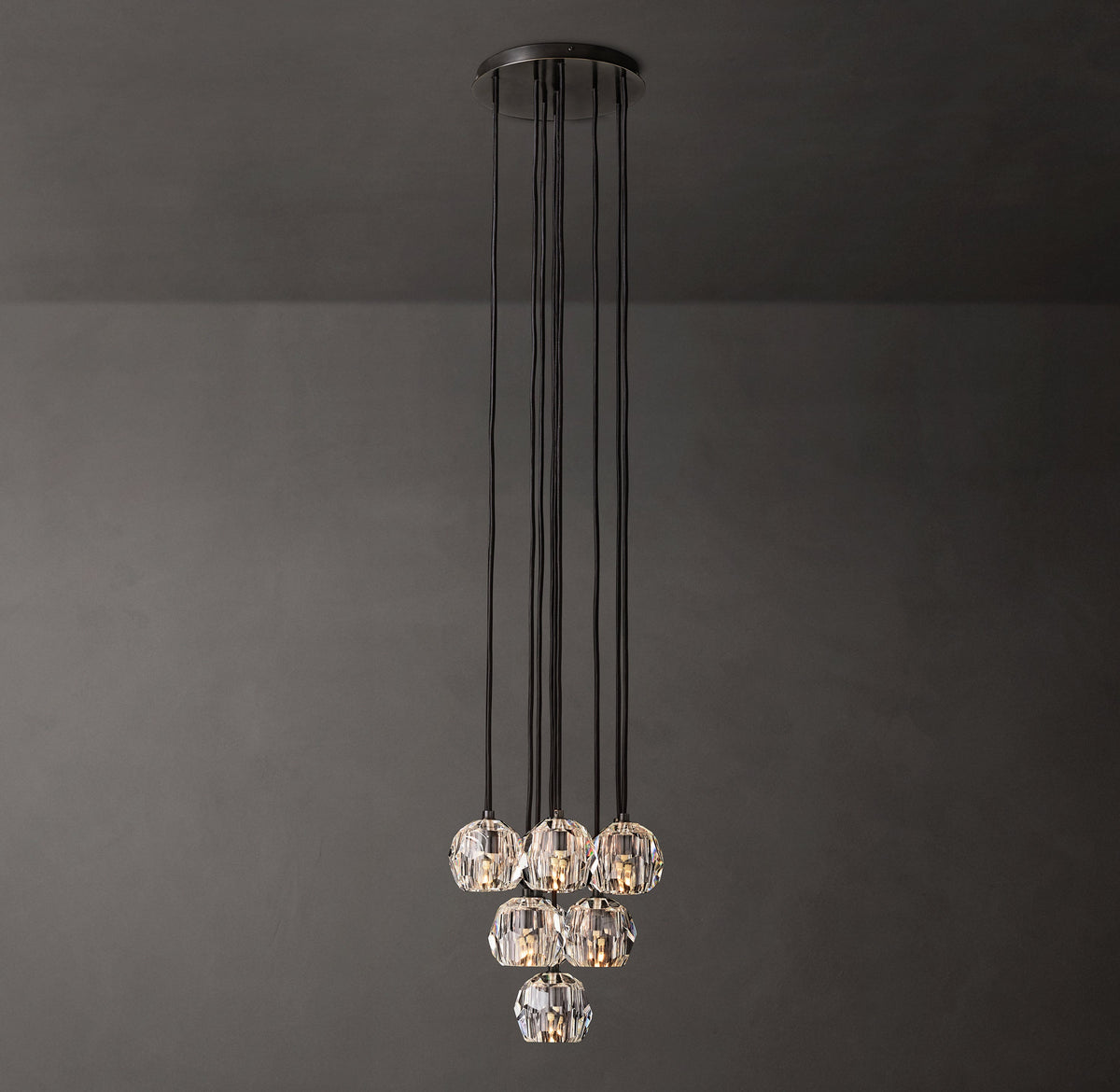 Heritage Boule De Cristal Clear Glass Round Cluster Chandelier – 14" Bronze — view 1