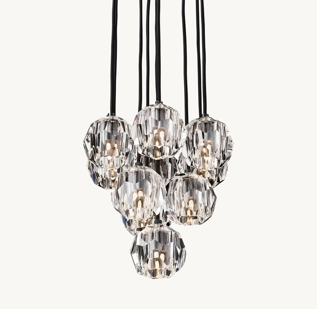 Heritage Boule De Cristal Clear Glass Round Cluster Chandelier – 14" Bronze — view 2