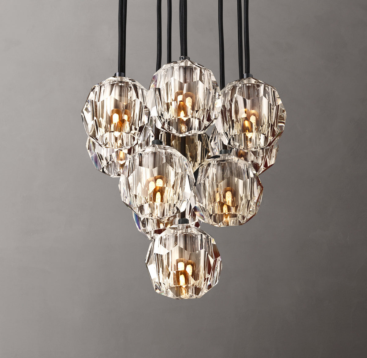 Heritage Boule De Cristal Clear Glass Round Cluster Chandelier – 14" Bronze — view 4