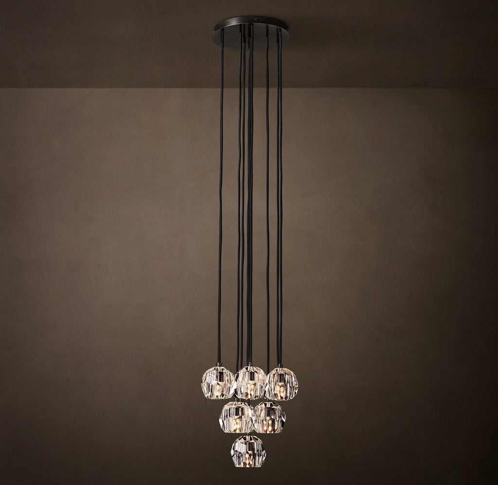 Heritage Boule De Cristal Clear Glass Round Cluster Chandelier – 14" Bronze — view 5