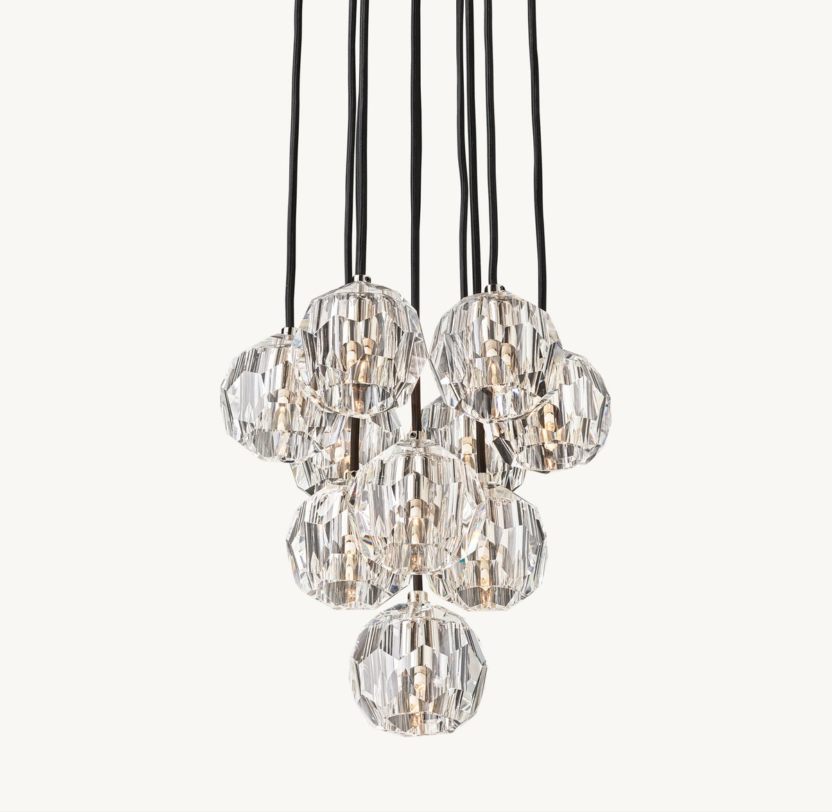Heritage Boule De Cristal Clear Glass Round Cluster Chandelier – 14" Polished Nickel — view 2