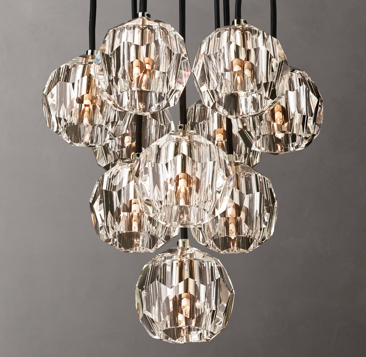 Heritage Boule De Cristal Clear Glass Round Cluster Chandelier – 14" Polished Nickel — view 4