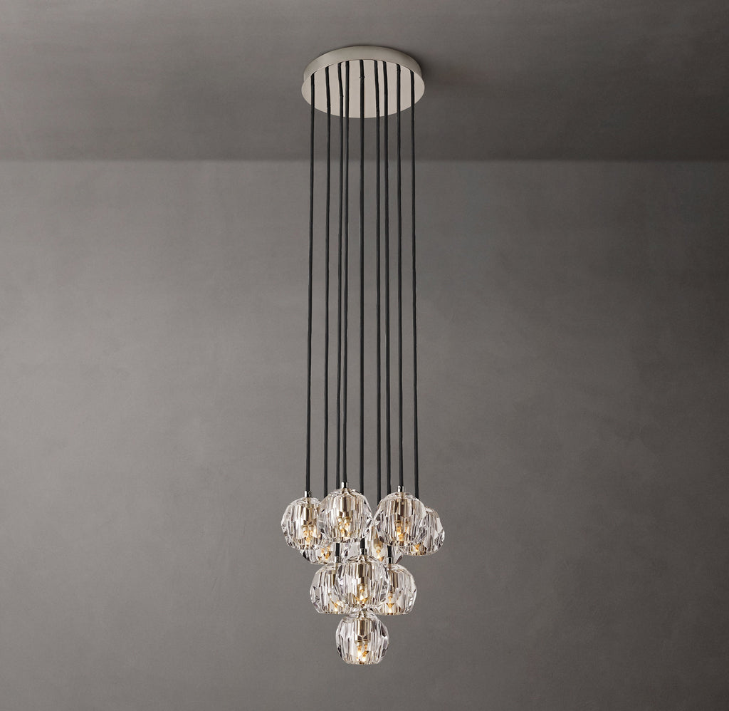 Heritage Boule De Cristal Clear Glass Round Cluster Chandelier – 14" Polished Nickel — view 5