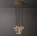 Heritage Boule De Cristal Clear Glass Round Cluster Chandelier – 19" Lacquered Burnished Brass — view 1
