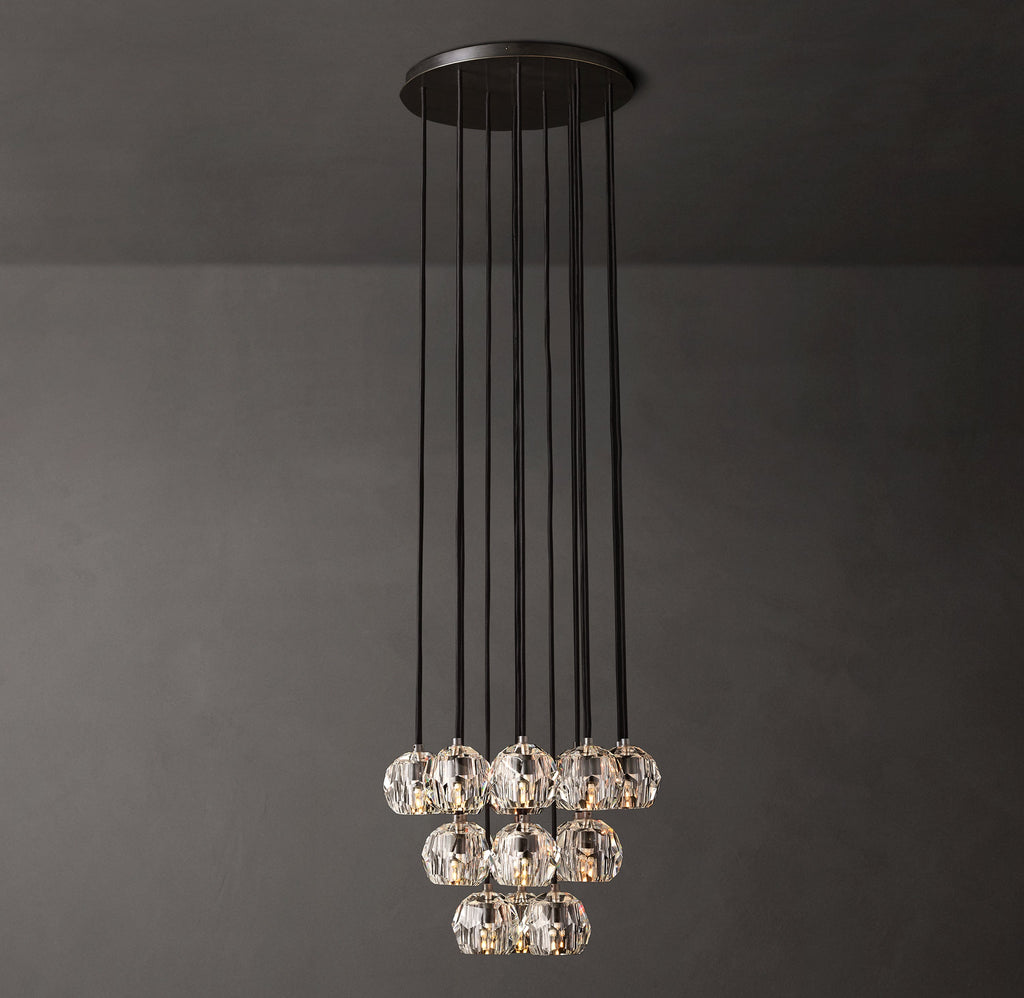 Heritage Boule De Cristal Clear Glass Round Cluster Chandelier – 19" Bronze — view 1