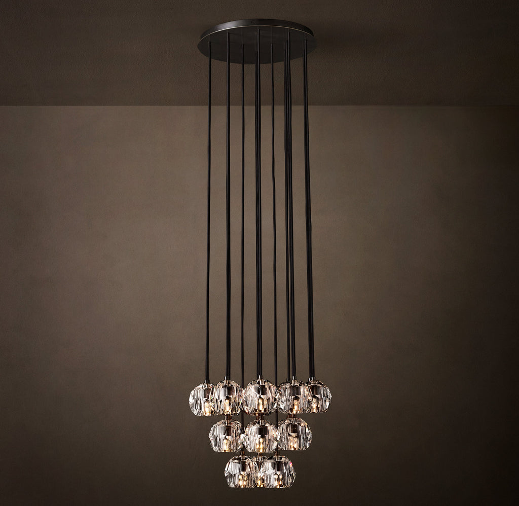 Heritage Boule De Cristal Clear Glass Round Cluster Chandelier – 19" Bronze — view 2
