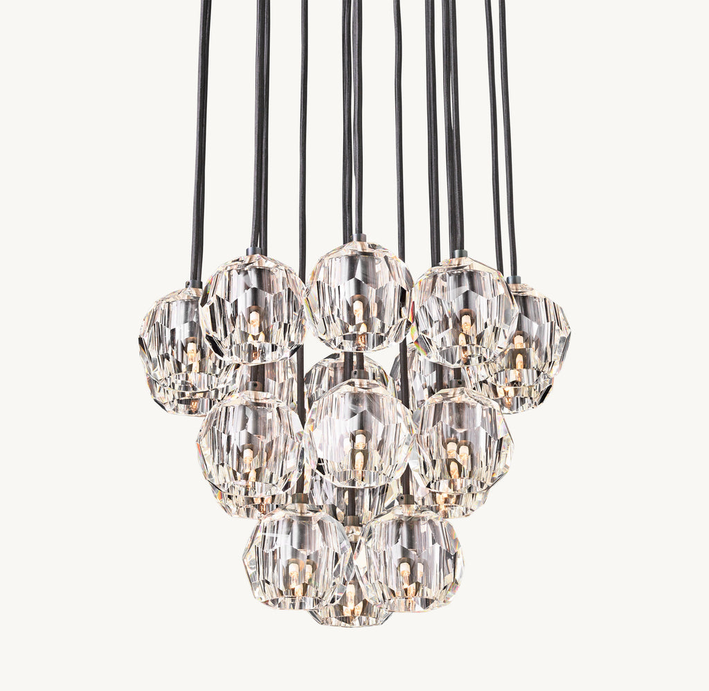 Heritage Boule De Cristal Clear Glass Round Cluster Chandelier – 19" Bronze — view 4